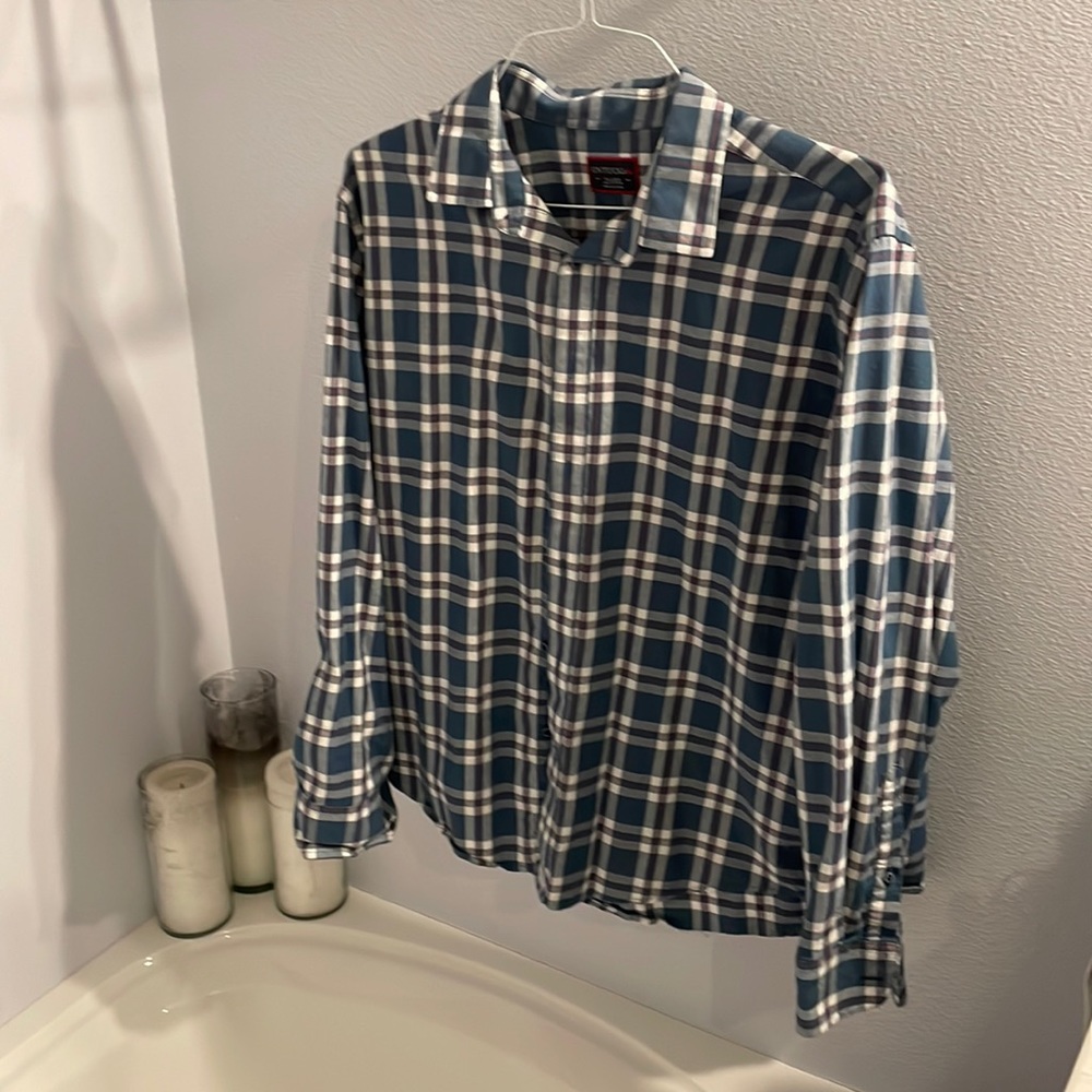 UNTUCKit Long Sleeve Shirt Mens XL Blue Plaid Reg Fit Button Up Cotton